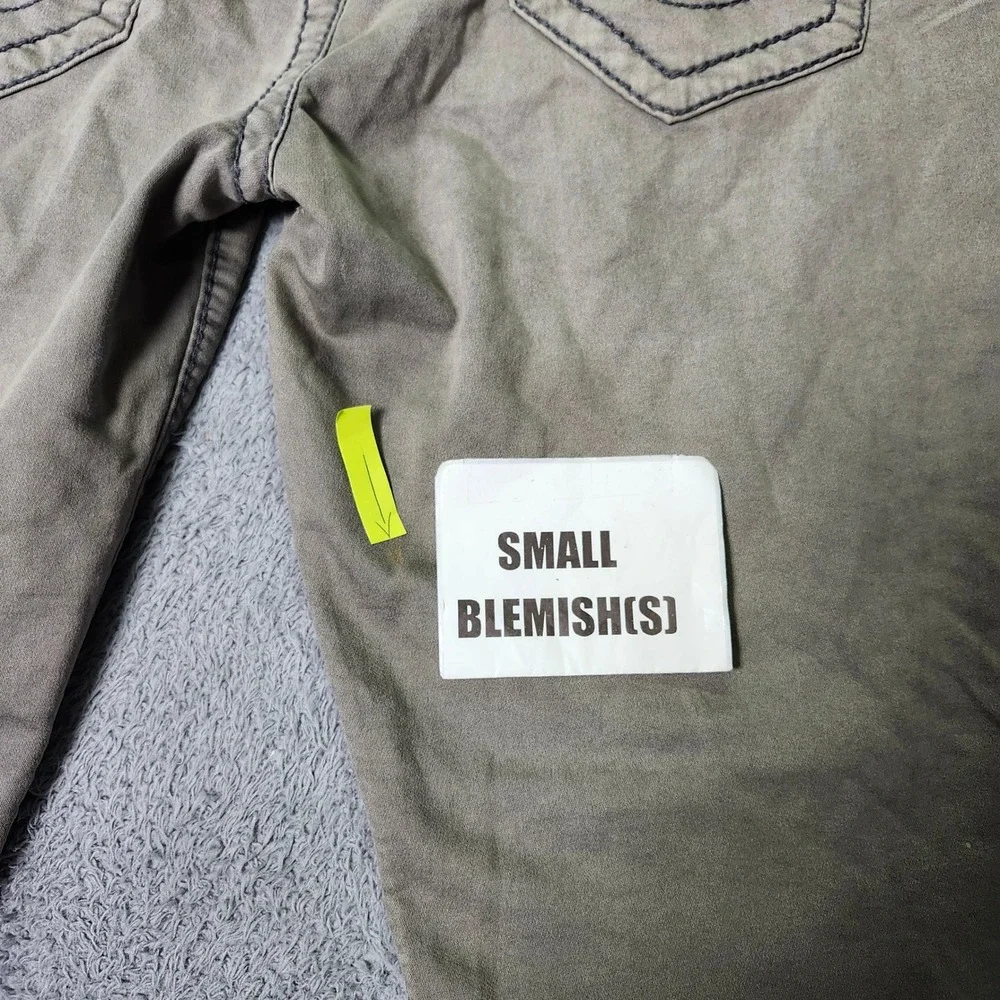 True Religion Mens 33 Denim Shorts Olive Green Raw Hem Contrast Distressed